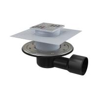 Трап сливной 150*150/50/75мм боковой подвод  нерж. решетка