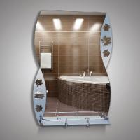 Зеркало 46159в 67,5*48см с мат. встав (листья) + полка с бортом 40см  КЗСК