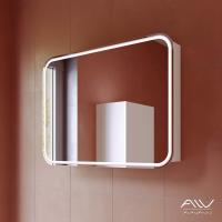 Шкаф зеркальный LANA 80 G вертикальный белый (Алаванн)