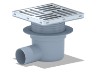 Трап горизонтальный (пластик, решетка - нерж., регул) 50 150*150 