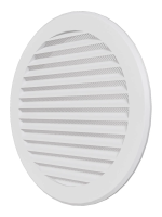 Решётка вентиляционная "ERA" (белая , пластик, круг. с пласт. сеткой D200, с фланцем) (160) (16 РКС)
