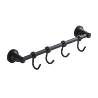 Держатель полотенец 4кр.черный POTATO P1814-4BL*