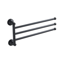 Держатель полотенец поворотный тройной, черный POTATO P1813BL*