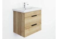 Тумба подвесная Легран 60.13, 2 ящика дуб галифакс+ умывальник Фостер 60