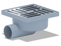 Трап горизонтальный (пластик, решетка - нерж., сухой затвор) 50*150*150