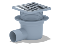 Трап горизонтальный (пластик, решетка - нерж., регулируемый, сухой затвор) (50*120*120))