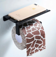 Бумагодержатель с полкой черный авиационный алюминий L5503-4 LEDEME