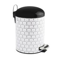 Ведро круг, из нерж.стали 5 л белое -КОШКИ