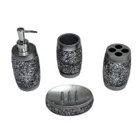 Набор в ванную настольный акрил, хром.,битое стекло