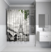 Штора для ванной комнаты, 180*200 см, полиэстер, Paris days, Grey 541P18RI11