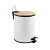 Ведро круг, из нерж.стали 5 л белое эмаль с ДЕРЕВОМ с педалью